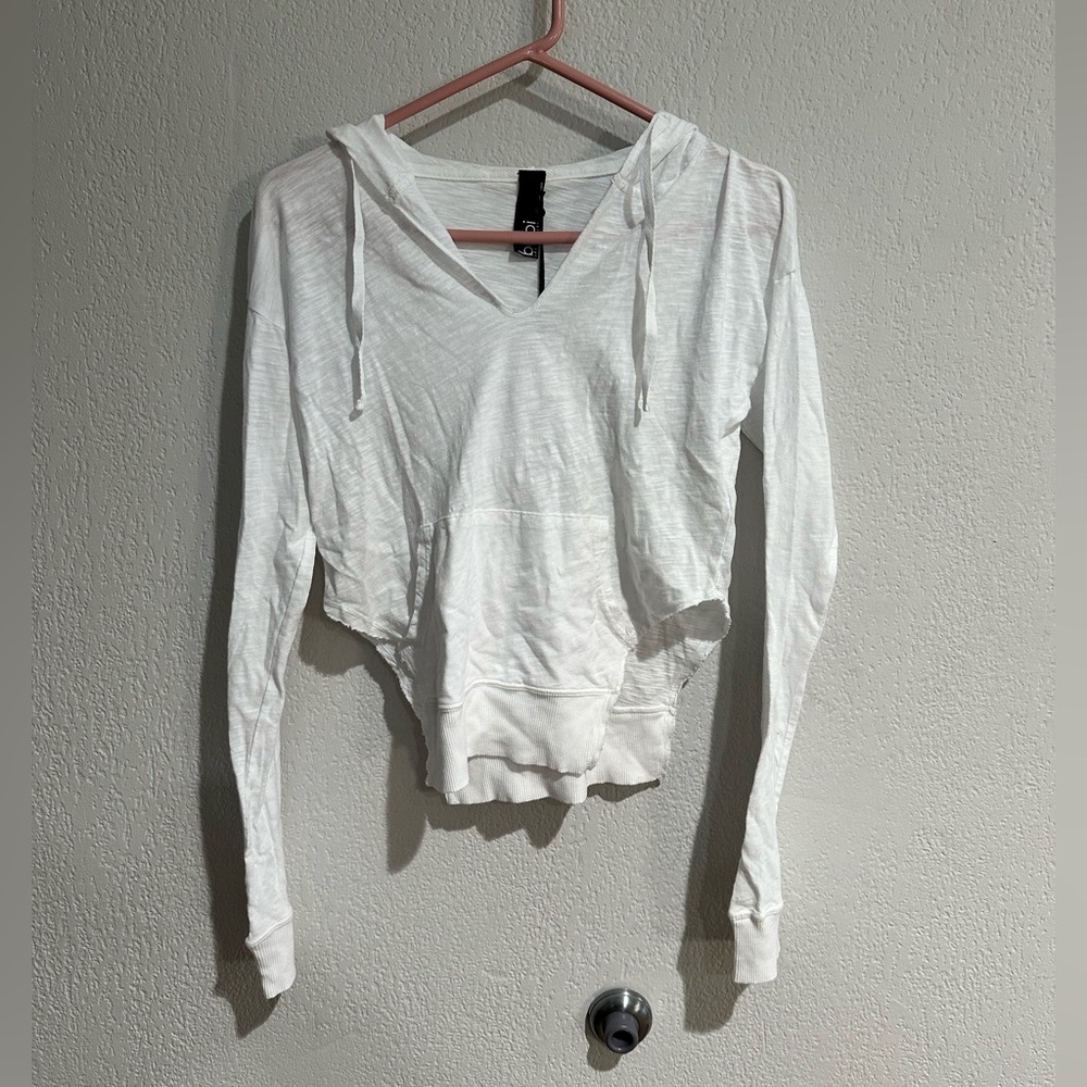 bobi White Lightweight V-Neck Hoodie